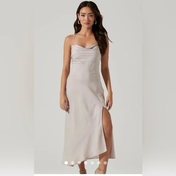 Astr | Dresses | Astr The Label Gaia Midi Dress In Champagne Crisscross  Back Straps Size Medium | Poshmark